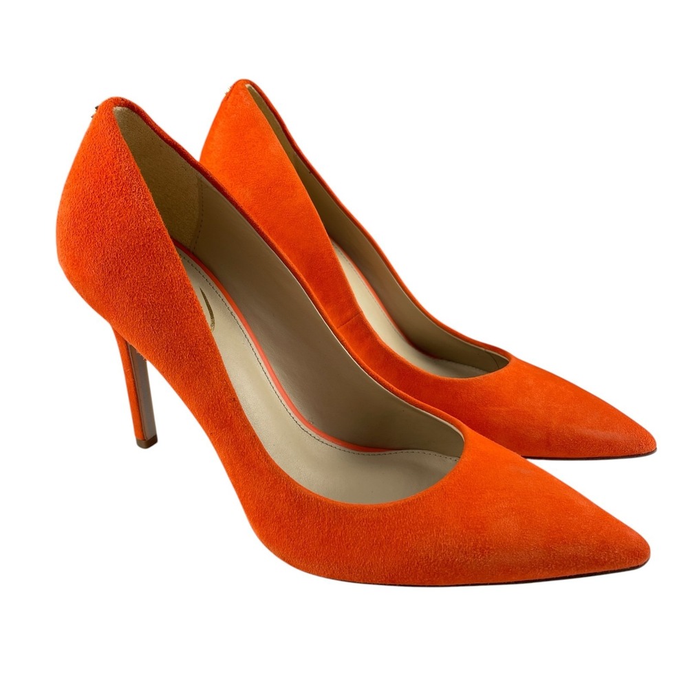 Sam Edelman Women's Hazel Pumps 6.5M Orange Suede Pointed Toe Stiletto Heels